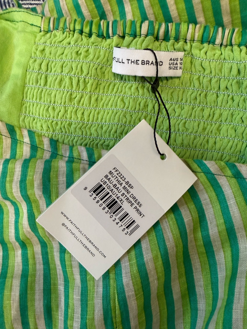 NWT Faithfull the Brand Muthia Striped Mini Linen Dress - Picture 4 of 6